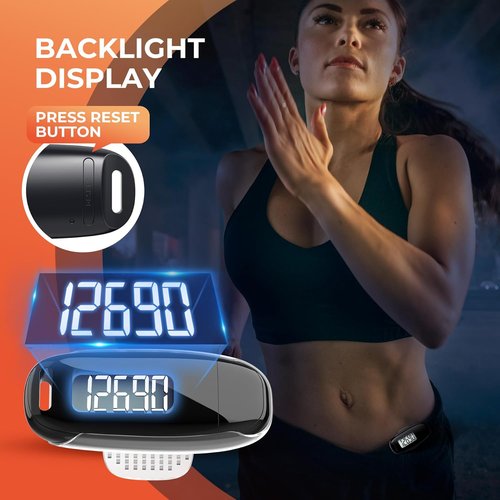 3D Pedometer - Accurate Walking Step Counter with Removable Clip & USB Rechargeable Design