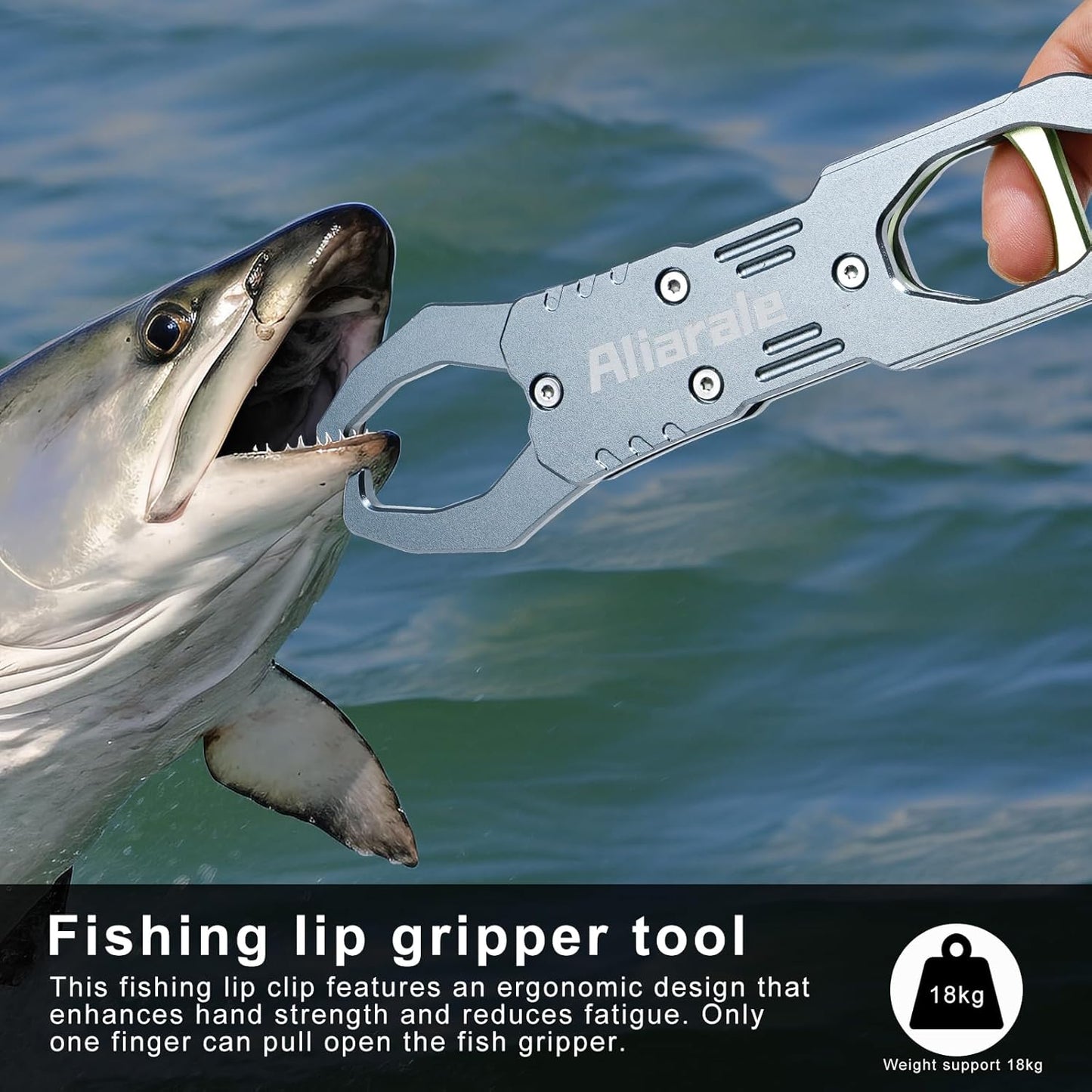Skiennix Fish Lip Gripper - Professional 40 lb Fish Holder with Weight Scale & 360° Rotation