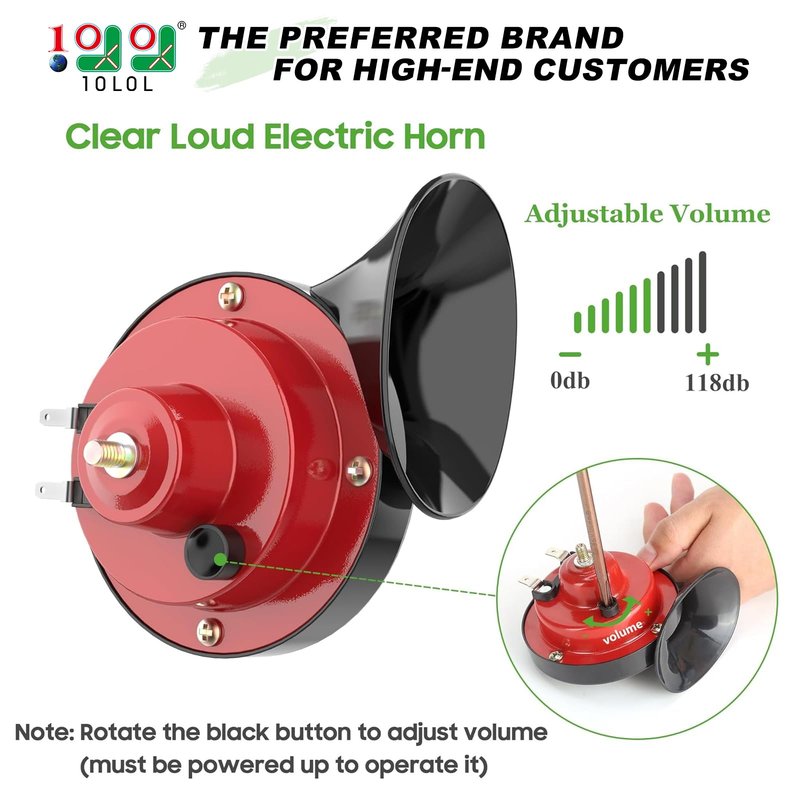 10L0L 12 Volt Golf Cart Horn Kit for Yamaha EZGO Club Car or UTV Boat, Floor Mount Button Switch, Universal Loud Horn Volume Up to 118db
