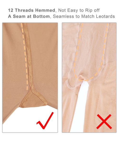 Daydance Footed Tan Ballet Tights for Girls Dance, Gymnastics, Yoga, School Uniform 3 Pairs
