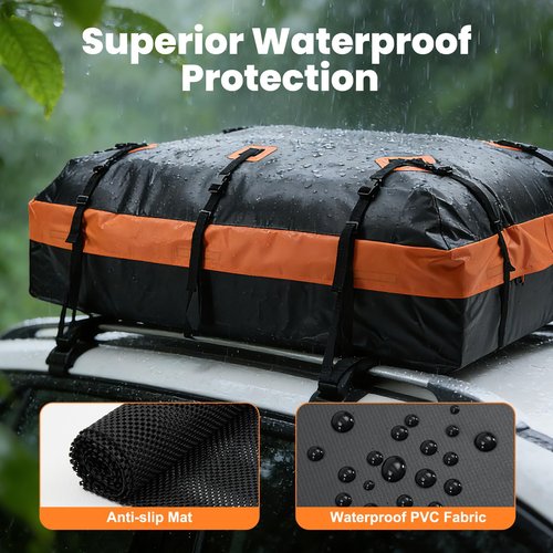 DUMOS Car Rooftop Cargo Carrier 20 Cubic Feet, Car Roof Waterproof PVC Bag, with Anti-Slip Mat,Combination Luggage Lock, Reinforced Straps & Door Hooks,Fit Vehicles with/Without Roof Racks
