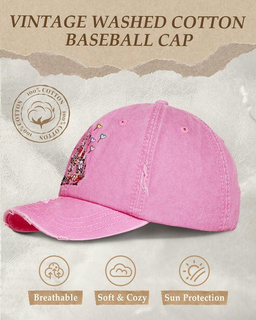 Flafens Womens Baseball Caps - Cute Baseball Hat for Women Youth Vintage Distressed Low Profile Embroidered Cotton Trendy Cool Adjustable Washed Unstructured Fitted Ladies Ball Cap Ballcaps, Castle