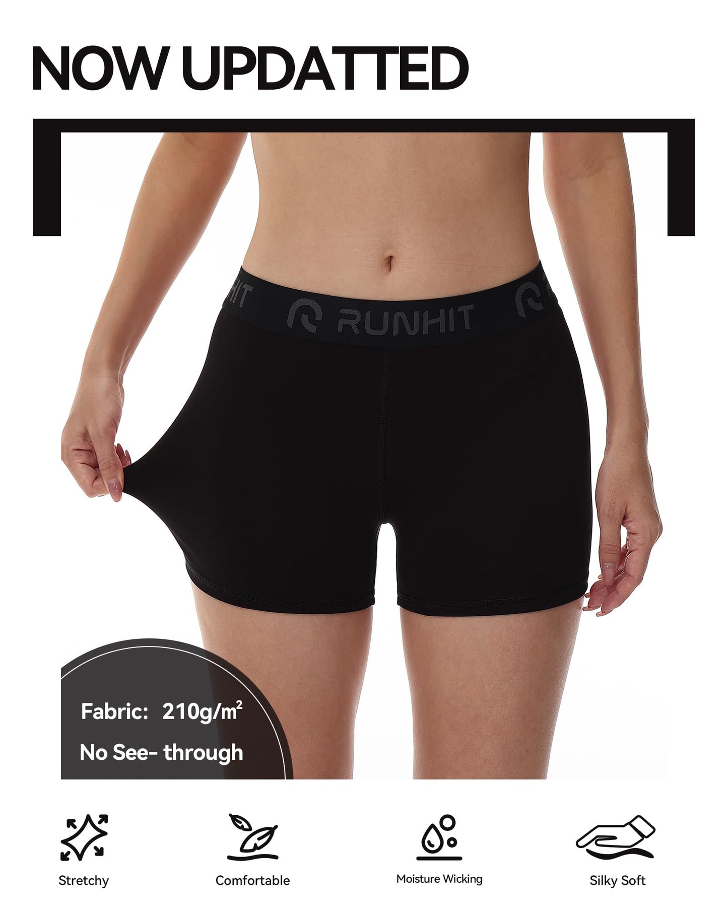 Runhit 3 Pack Compression Shorts for Women High Waisted 3" Volleyball Shorts Womens Spandex Shorts Workout Athletic Yoga Black Black Black S