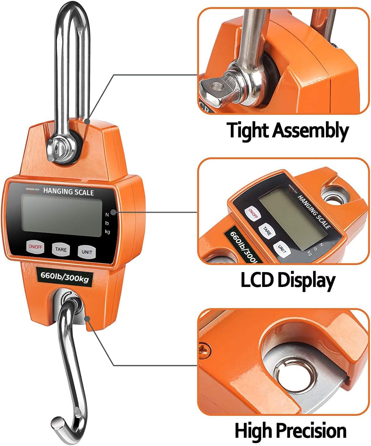 Skiennix Digital Hanging Scale - 660 LB Heavy Duty Waterproof Fish Scale | Portable Crane Scale for Luggage & Hunting