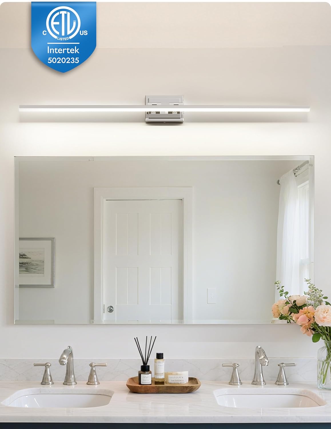 NIORSUN 24-Inch Dimmable LED Bathroom Vanity Light Fixture - Modern Black Over Mirror Lighting, 5CCT, ETL Certified