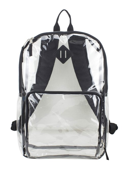 Eastsport - Backpack, PVC Plastic, 12 1/2 x 5 1/2 x 17 1/2 - Clear/Black, 193971BJBLK