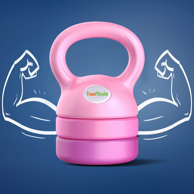TopMade Adjustable Kettlebell Weights Set Cast Iron Exercise Fitness Kettle Ball Grip (Pink-12lb)