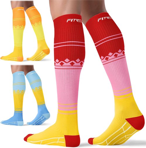 FITRELL Compression Socks - 20-30mmHg Circulation Support - 3 Pairs for Men & Women