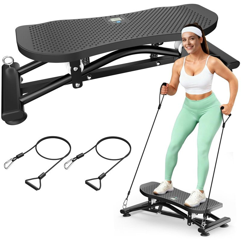 RoyalRcmtx Balance Board for Adults, Rocking Stepper with Resistance Bands, 300LBS Portable Wobble Board, Quiet Side to Side Ski Simulator Trainer Exercise Machine for Home Gym Core Workout