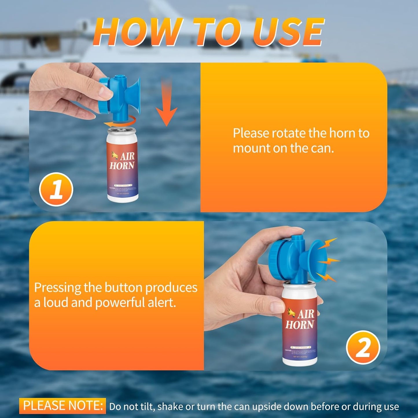 Air Horns | Loud Marine Safety Air Horns - 1.4oz Mini Handheld for Boating, Camping & Events