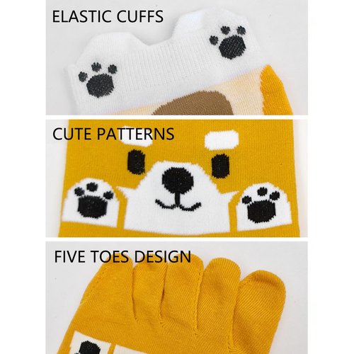 ABTRAV Womens Funny Toe Socks Five Finger Low Cut Socks Cartoon Toe Seperated Cotton Running Ankle Socks