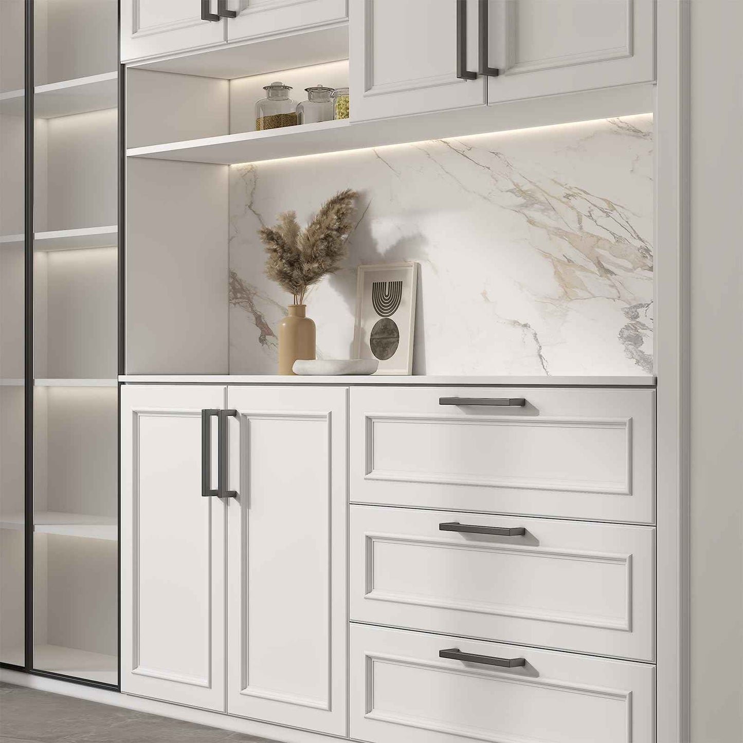 goldenwarm 45 Pack 4 Inch Black Cabinet Handles Matte Black Drawer Pulls Stainless Steel Cabinets Hardware Square Bar Modern for Kitchen Bathroom Cupboard