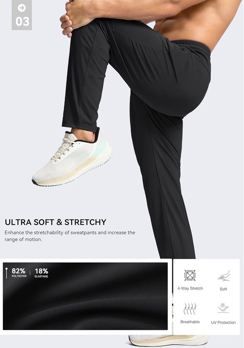 G Gradual Men's Athletic Sweatpants - Stretchy Long Joggers with Zipper Pockets | Available in 30"-36" Inseam