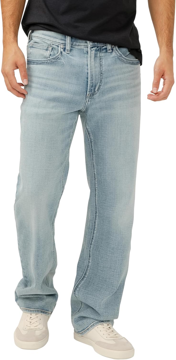 Silver Jeans Co. Men's Gordie Relaxed Fit Straight Leg Jeans - Comfortable Style | Versatile Denim