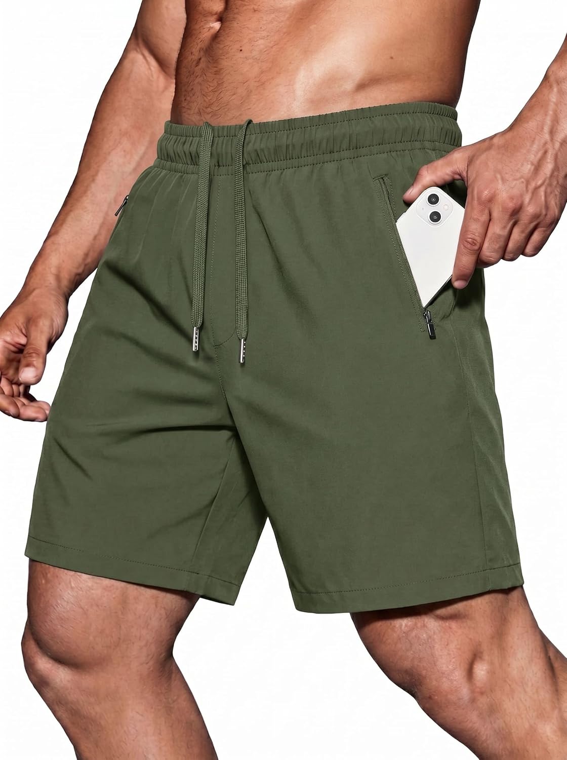 Sailwind Men's Athletic Running Shorts - Quick Dry Lightweight Gym Shorts with Zipper Pockets | 7" Size