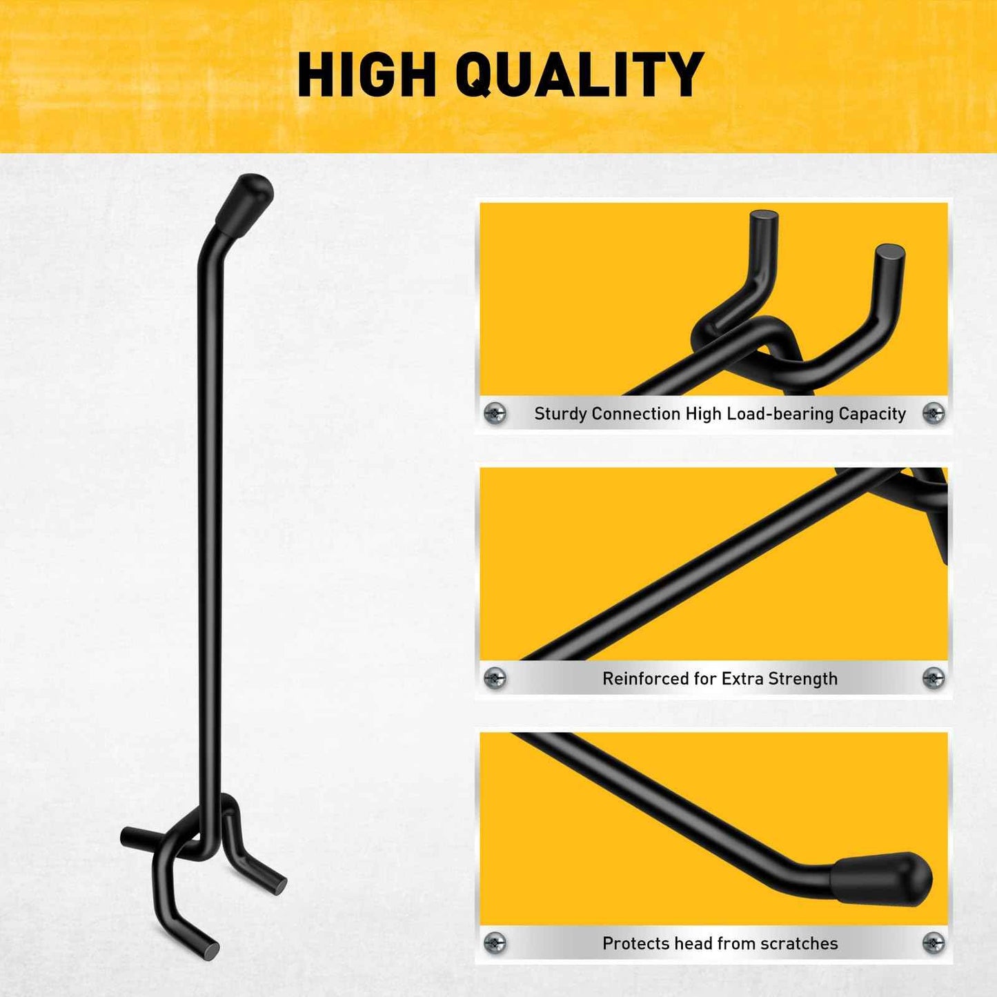 ELEAD 60-Piece 6 Inch Extra Thick Pegboard Hooks, Heavy Duty Peg Board Organizer Accessories, Peg Board Tool Hangers Fit for 1/4" Pegboard Hanging Tools Garage, Workshop, and Craft Storage