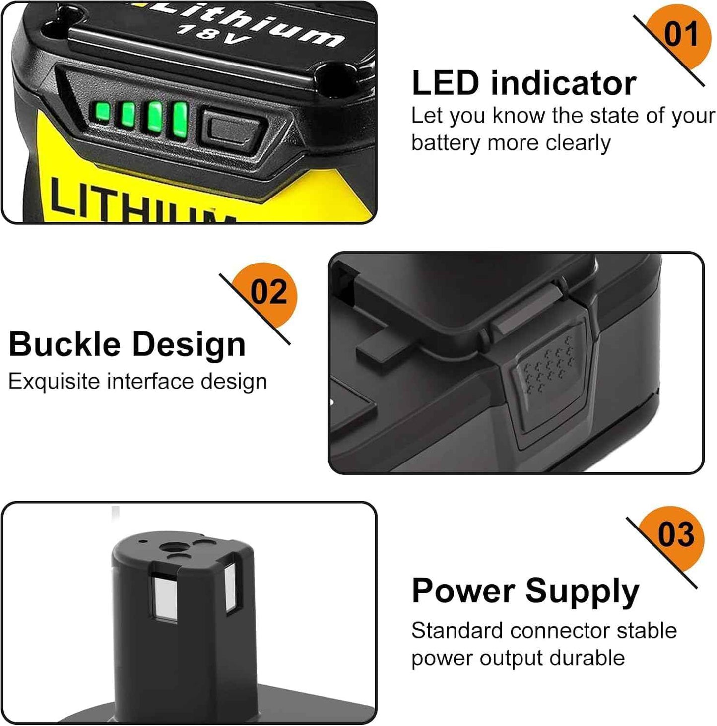 Upgraded 8000mAh P108 Replacement for Ryobi 18V 8.0Ah Battery Compatible with Ryobi 18V Battery P102 P103 P104 P105 P107 P190 P109 P190 P191 P122 Cordless Power Tools