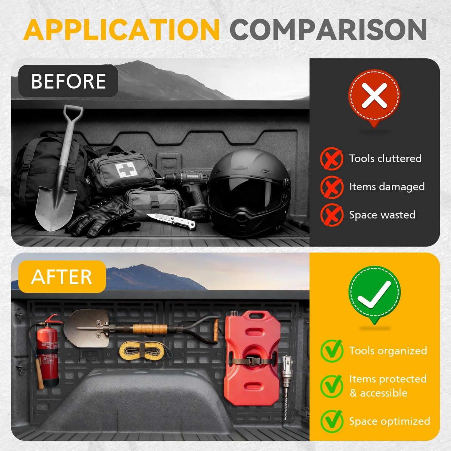 MusixiA Side Bed Molle Panel Compatible with 2019-2025 Chevy Silverado/GMC Sierra 5.8FT Truck Panel System Fit for 19-25 Chevy Silverado Accessories