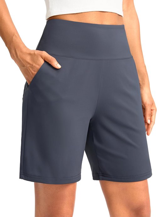 G Gradual Women's Bermuda Shorts - High Waisted, Knee Length with Pockets for Athletic Workouts