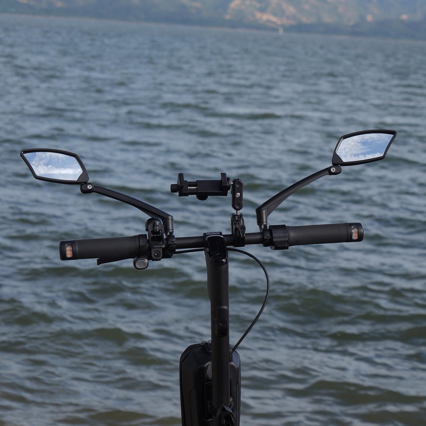 BriskMore Handlebar Bike Mirror - Crystal Clear HD Glass, 360° Adjustable&Foldable Mirror for Safe Riding, Wide Angle Rearview for E-Bikes, Mountain Bikes & Scooters,Bicycle Mirrors,1 PAIR