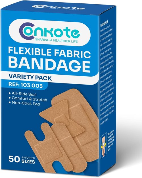 Conkote High Elasticity Bandages - Latex-Free Finger & Knuckle Protection | 50 Count Variety Pack