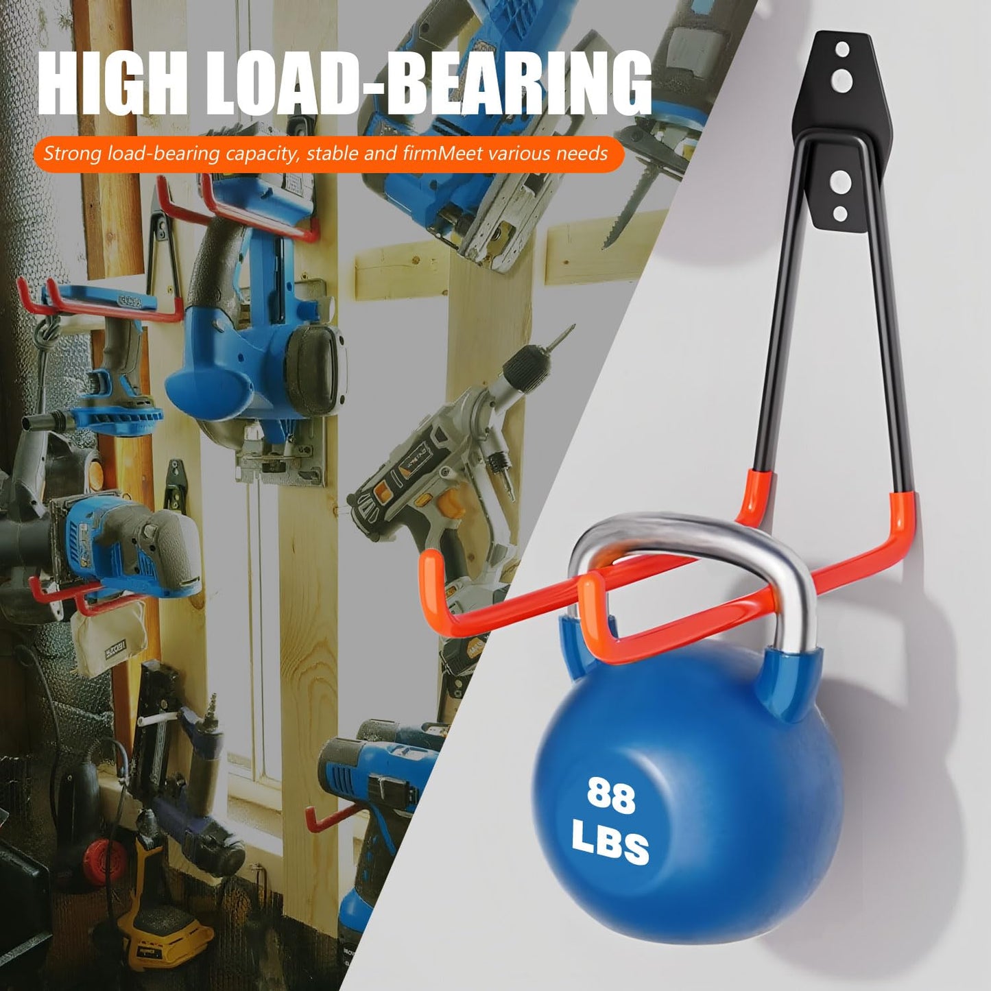 FNFAI Heavy Duty Garage Storage Hooks,2 Pack Utility Steel Garage Tool Organizer Wall Mount for Hanging Power and Garden Tools Ladders Hoses Bikes Ropes & Bulk Items