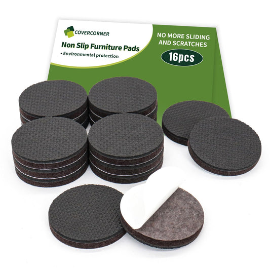 COVERCORNER Non Slip Furniture Pads 16 PCS 2'' Round - Anti Slip Furniture Pads - Self Adhesive Rubber Feet Furniture Feet - Chair Leg Floor Protectors - Keep Furniture in Place