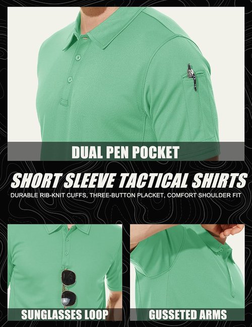MAGCOMSEN Men's Quick Dry Tactical Polo Shirt - Performance Short Sleeve Golf Jersey, Comfortable Fit