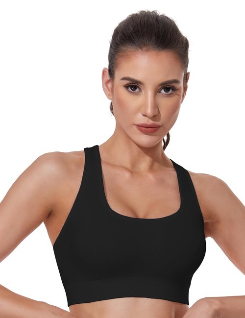 GXXGE Sports Bras for Women High Support Adjustable Straps Padded Cross Back Sport Bra for Workout Yoga Running Gym Black White OrangeRed DeepPurple Purple Grey 3X-Large