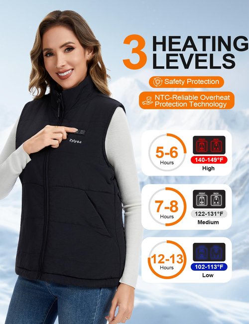 Zylyva Heated Vest Women with 20000mAh 7.4V Rechargeable Battery, Fuzzy Fleece Lined Electric Heating Vests Coats Jacket, M