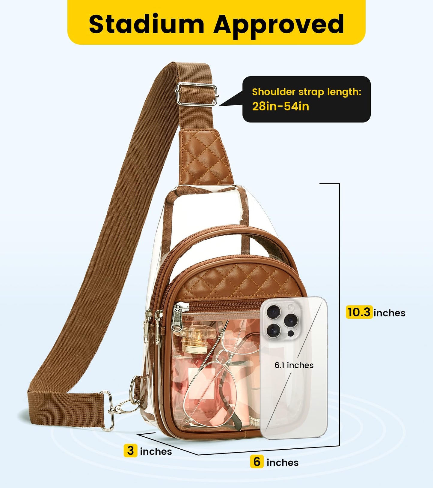 Vorspack Clear Bag for Women, Brown