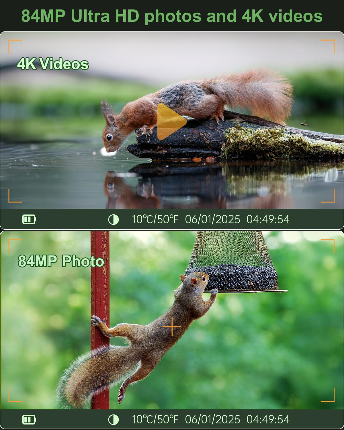 KJK Trail Camera WiFi 4K 84MP with 64GB Memory Card, Game Camera with Night Vision, 0.1s Trigger Motion Activated, IP67 Waterproof 130°Wide-Angle 42pcs No Glow Infrared LEDs for Wildlife Monitoring