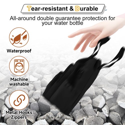Dikuer Water Bottle Holder with Strap, 4 Big Pockets with Compartment, 24oz/32oz/40oz Crossbody Water Bottle Carrier Bag
