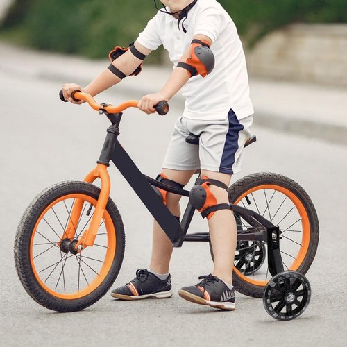 Tsnamay Pair of Bicycle Auxiliary Wheel Children's Bicycles Accessories for 14",Flash Training Wheels,Black