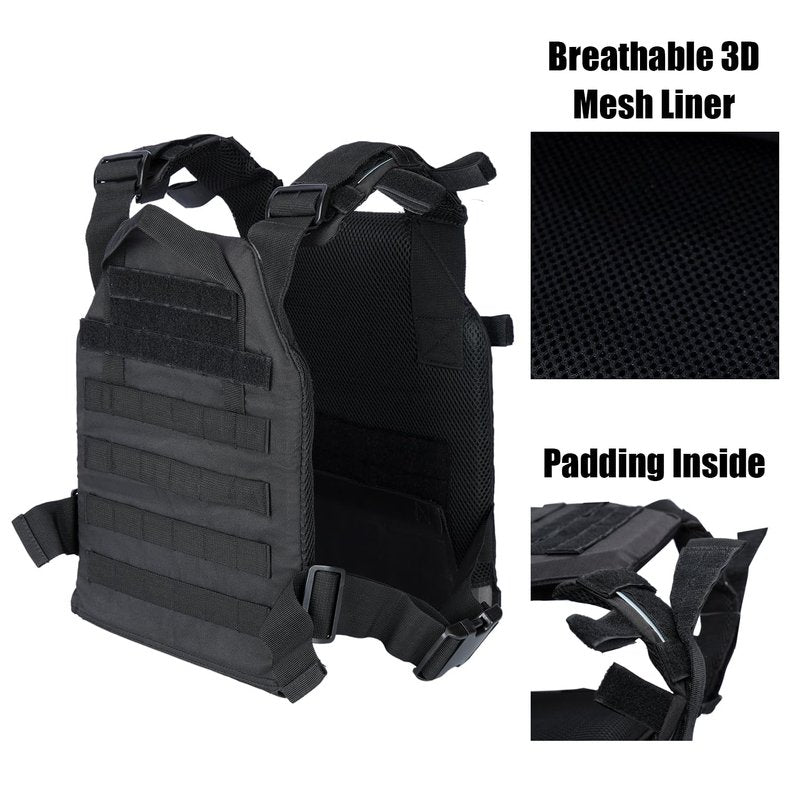 Adjustable Weighted Vest Fitness Sport Training Strength and Endurance Training,Quick Release with Molle for Running,Fitness Workouts (Black)