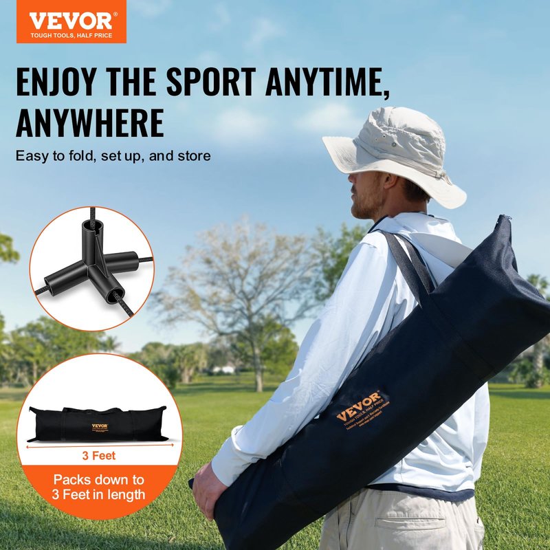 VEVOR Badminton Net, 20ft Wide Foldable Pickleball Set With Stand, Bag, Rackets, Nylon Shuttlecocks for Kid Backyard Indoor Outdoor Use, Height Adjustable Volleyball, Portable Tennis With Poles