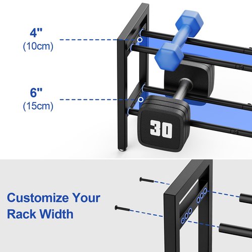 Dumbbell Rack 2-Tier 31 IN Length Adjustable Weight Rack For Home Gym Dumbbells Kettlebell (Rack Only)
