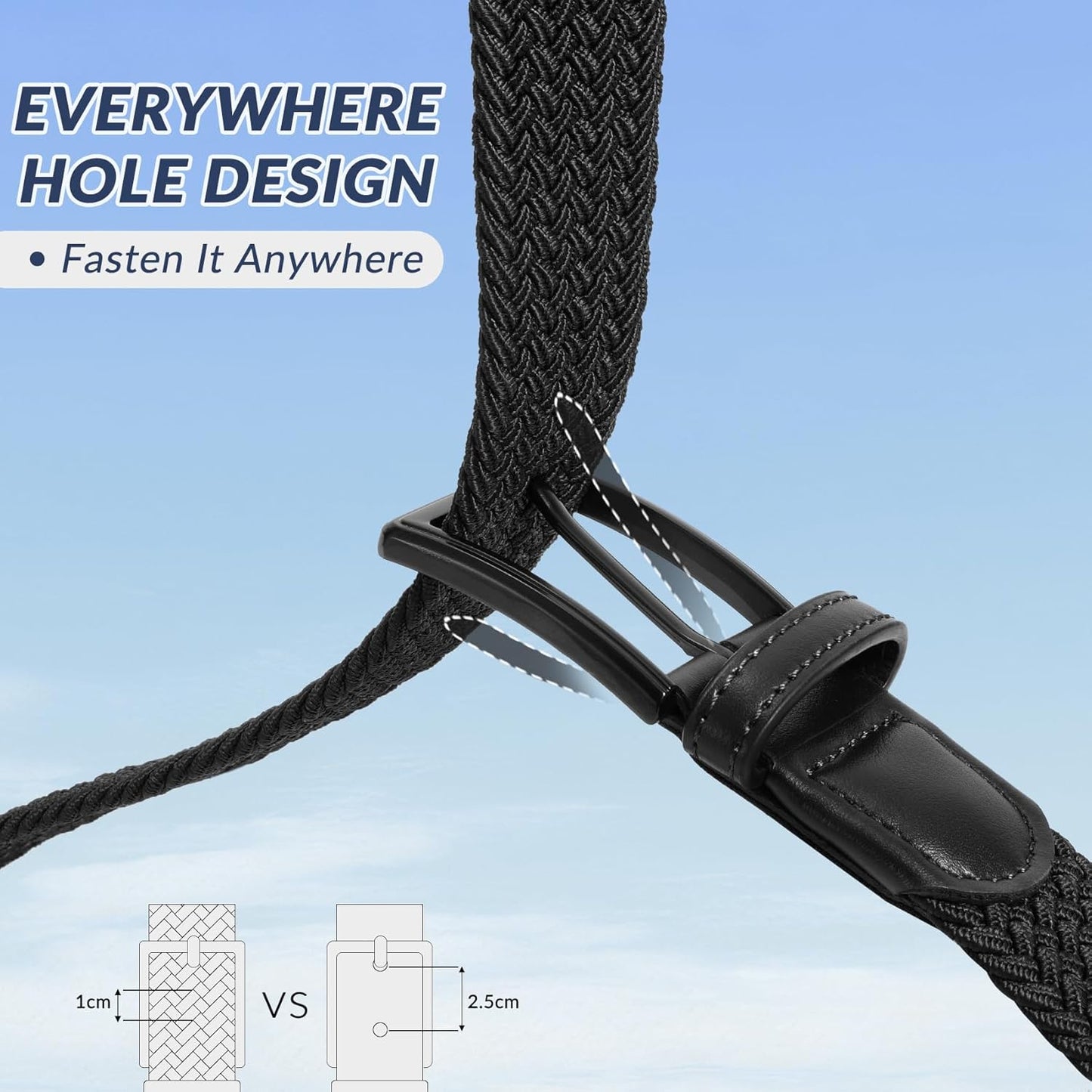 Beltroad Elastic Braided Golf Belt - No-Hole Design, Lightweight & Breathable, Perfect for Casual Wear