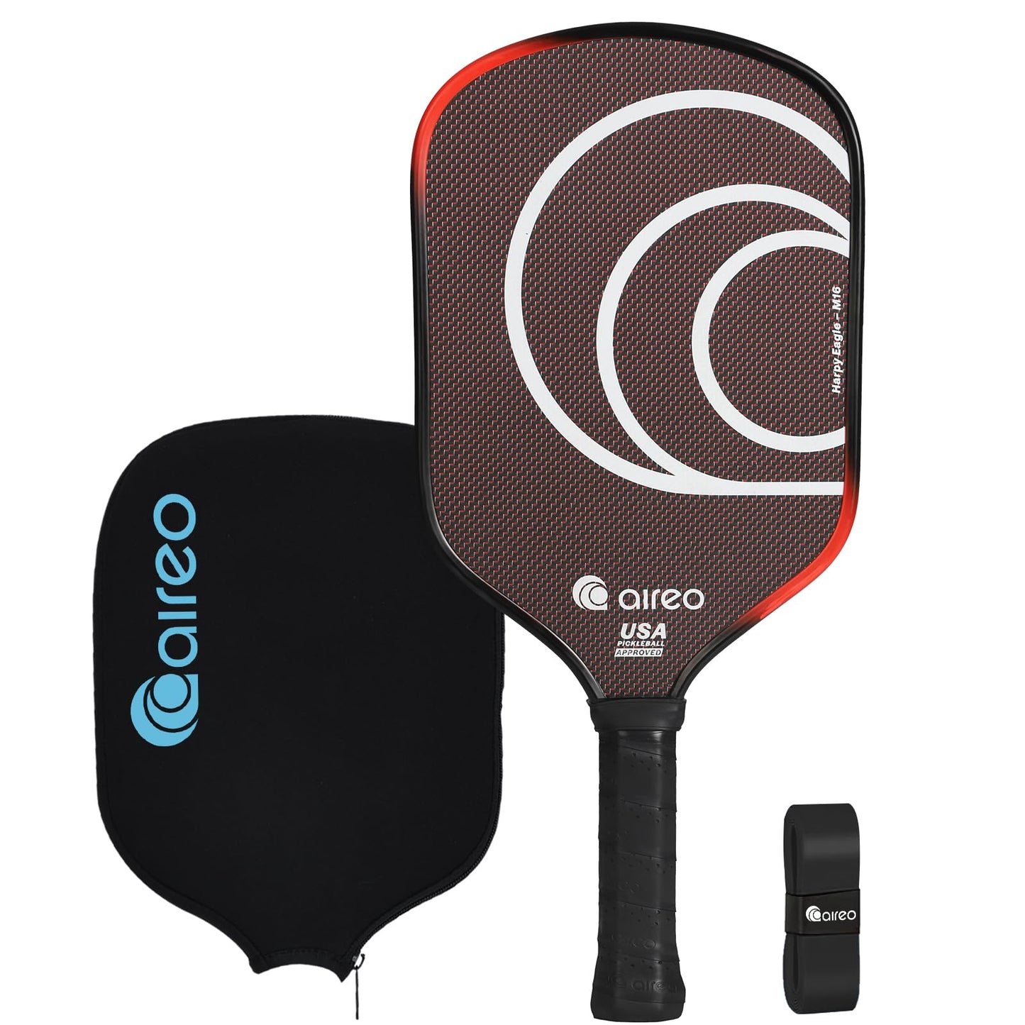 AIREO Harpy Eagle M16 Pickleball Paddle, Metallic Carbon Fiber Surface with 16MM Polypropylene Core, Elongated and Wide-Body Pickleball Paddles, USAPA Approved Pickle Ball Paddle