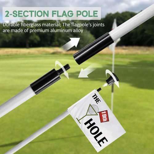 Golf Flagstick, Practice Putting Green Flag Stick for Yard, Pole Pin Flagpole Portable Mini Golf Flag Sticks 2 Section Design for Backyard 3Pcs & 1Pcs