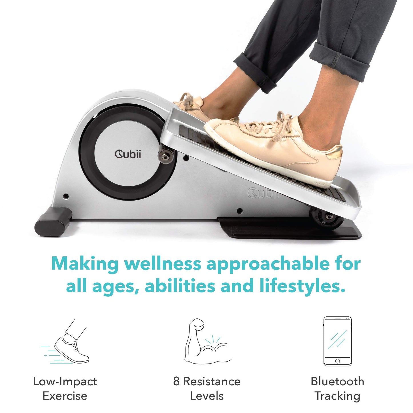 Cubii PRO, Under Desk Elliptical, Under Desk Bike Pedal Exerciser, Seated Elliptical, Bluetooth, Work from Home Fitness, Mini Elliptical, Exerciser for Seniors, Desk Exercise, Noir