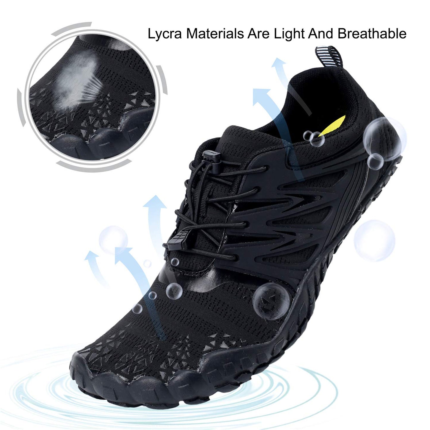 Mens Water Shoes Breathable Barefoot Athletic Aqua Shoes for Beach Swim Pool Diving Hiking Water Sports 12.5 Women/10.5 Men