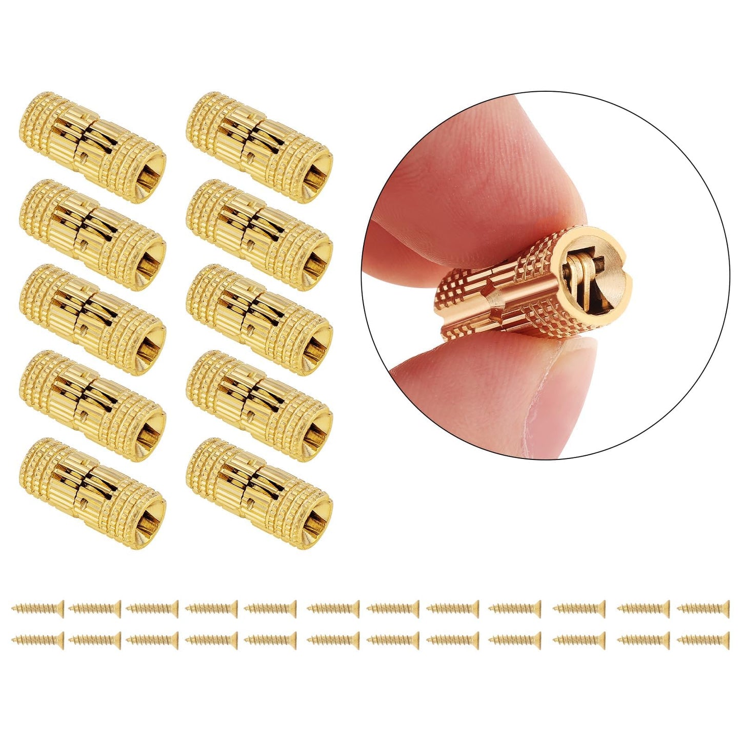 HOJLKLD 6Pcs 8 mm Hidden Brass Barrel Hinges, 180 Degree Opening Angle Concealed Furniture Hinges for DIY Jewelry Box Hand Craft (6, 8mm)