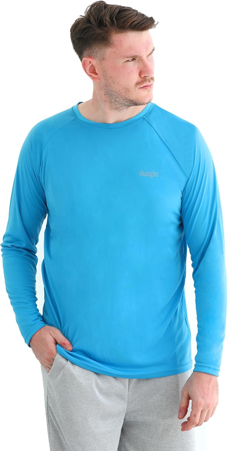 Skiennix Men's UPF 50+ UV Sun Protection Long Sleeve Rash Guard - Lightweight Quick Dry for Hiking & Fishing