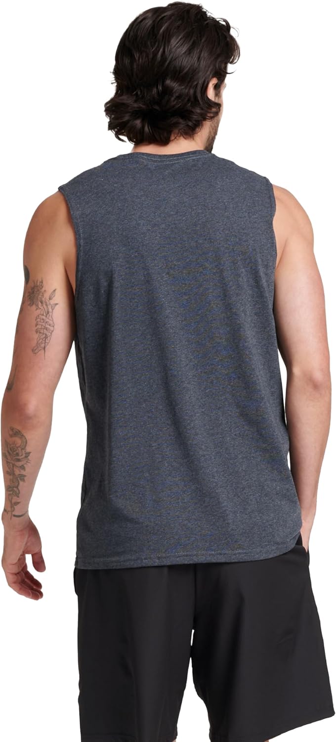 Russell Athletic Men's Muscle Shirts - Dri-Power Cotton Blend, Moisture Wicking & Odor Protection, Sizes S-4X