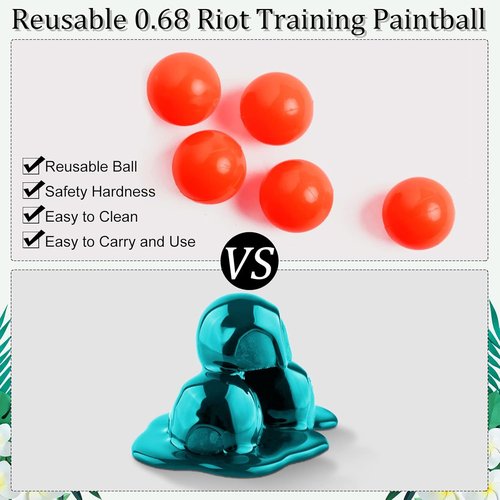 Civaner 150 x 68/61 Caliber Paintballs - Reusable Solid Plastic Projectiles for Defense & Practice