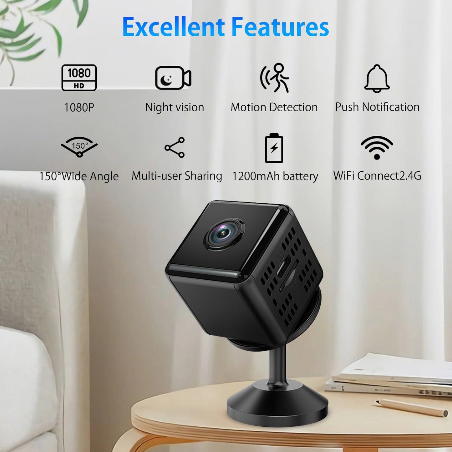 Hidden Camera,1080P WiFi Spy Camera - with Night Vision & Motion Detection, Wireless Indoor Security Camera for Pet/Baby/Nanny, App Live Feed, Smallest Smart for Home Monitoring
