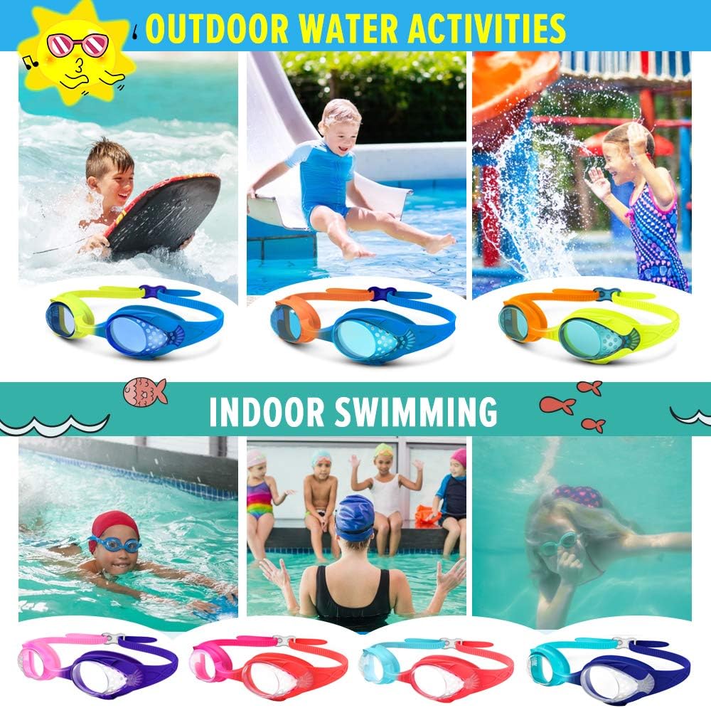 OutdoorMaster Kids Swim Goggles - Quick Adjustable Strap for Comfortable Fit | 2-Pack