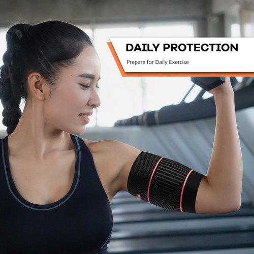 ITHW Bicep Tendonitis Brace for Pain Relief, Upper Arm Compression Sleeve for Men and Women, Bicep Compression Sleeve for Muscle Strain (Gray, Large)