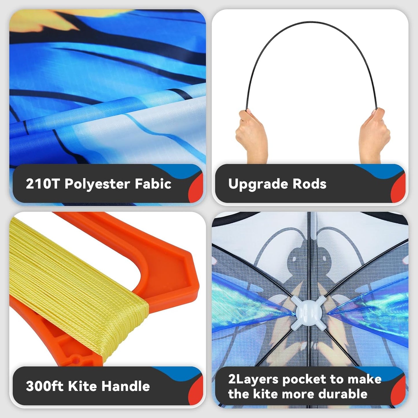 SGftre Beautiful Blue Tulle Butterfly Kite - Easy to Fly for Kids Ages 4-8 | Perfect Outdoor Fun